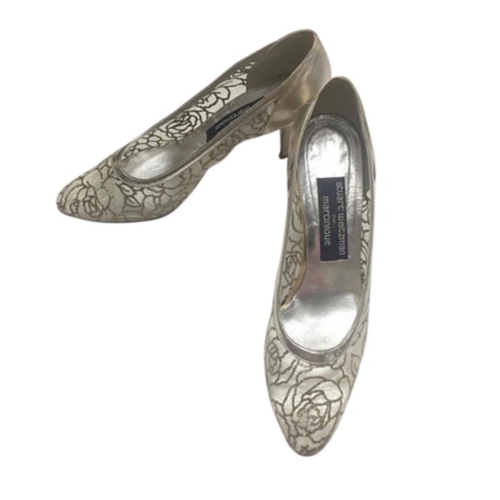 Stuart Weitzman Gold Lace Pumps